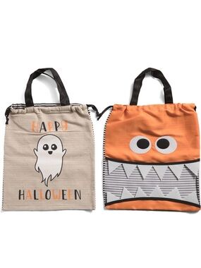 TAYLOR MADISON DESIGNS 2 Drawstring Happy Halloween Ghost & Monster Treat Bags